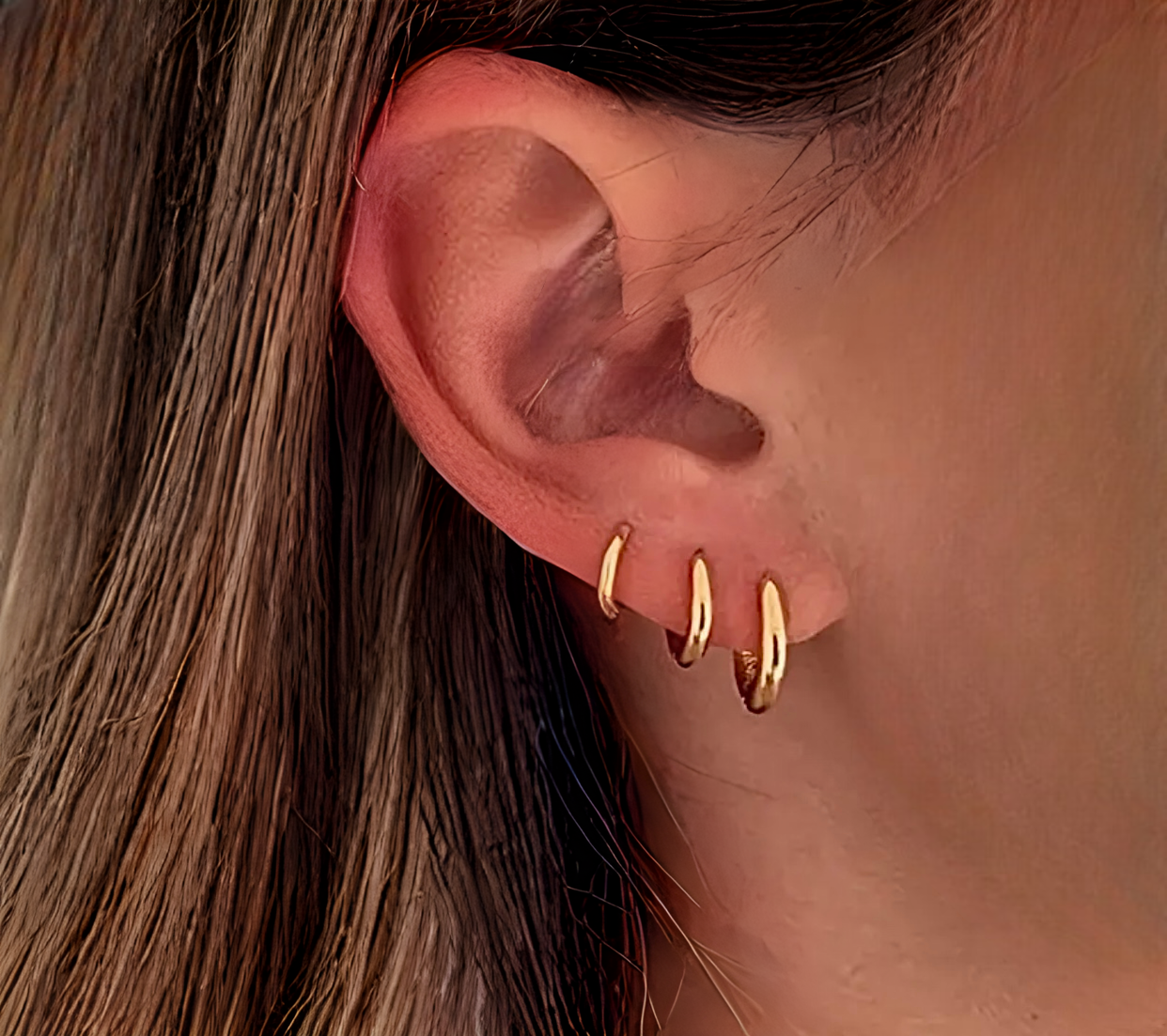 Golden Huggies Set of 3 pairs | Earrings Stainless Steel 14K Gold Plated