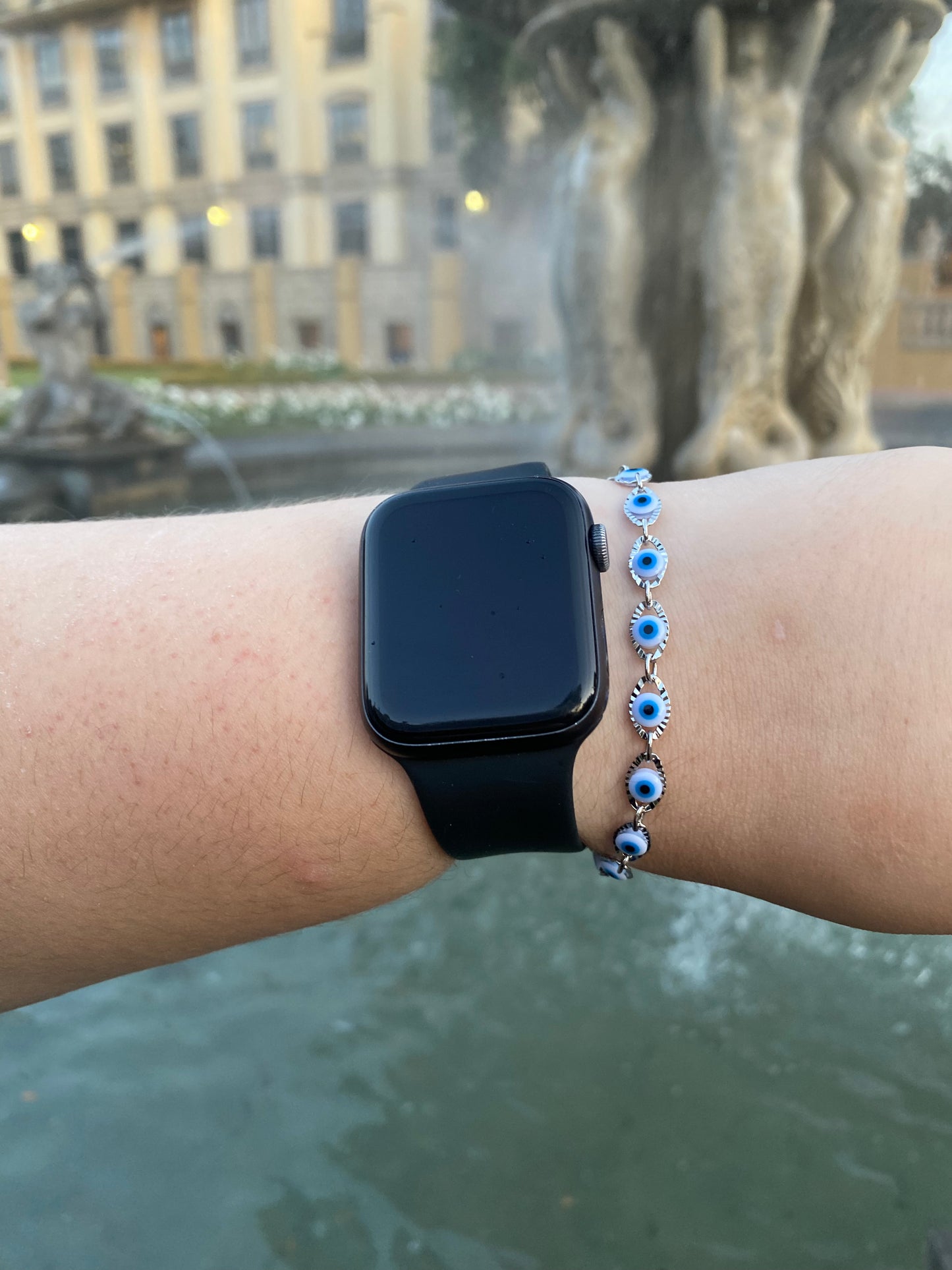 Light Blue Evil Eye Bracelet | Stainless Steel