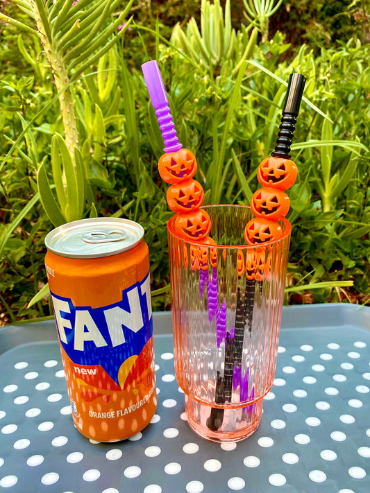 Spooky Sips Pumpkin Straws - LARGE (4-PACK)