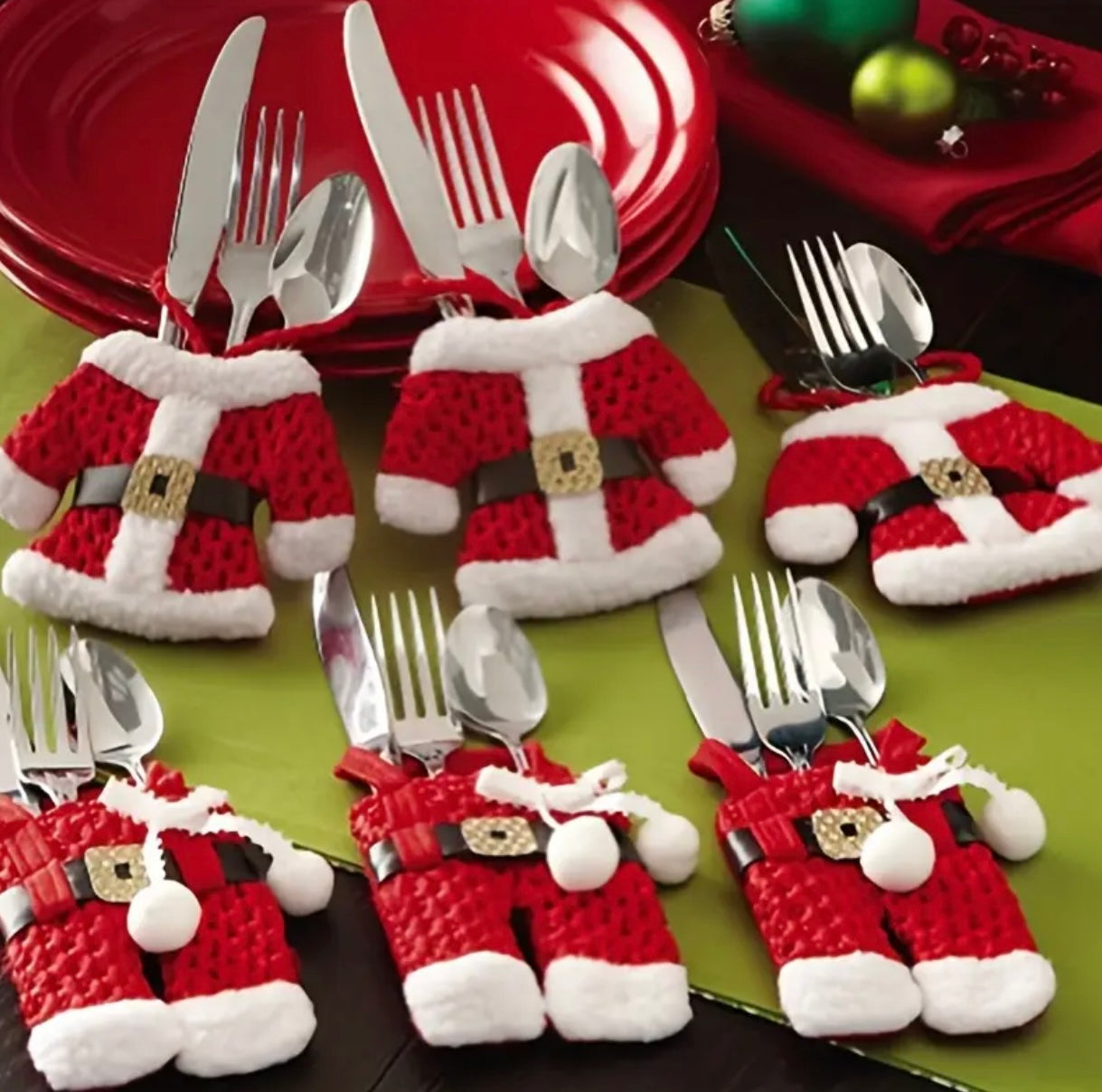 Santa Top & Pants Pair of Cutlery Holders