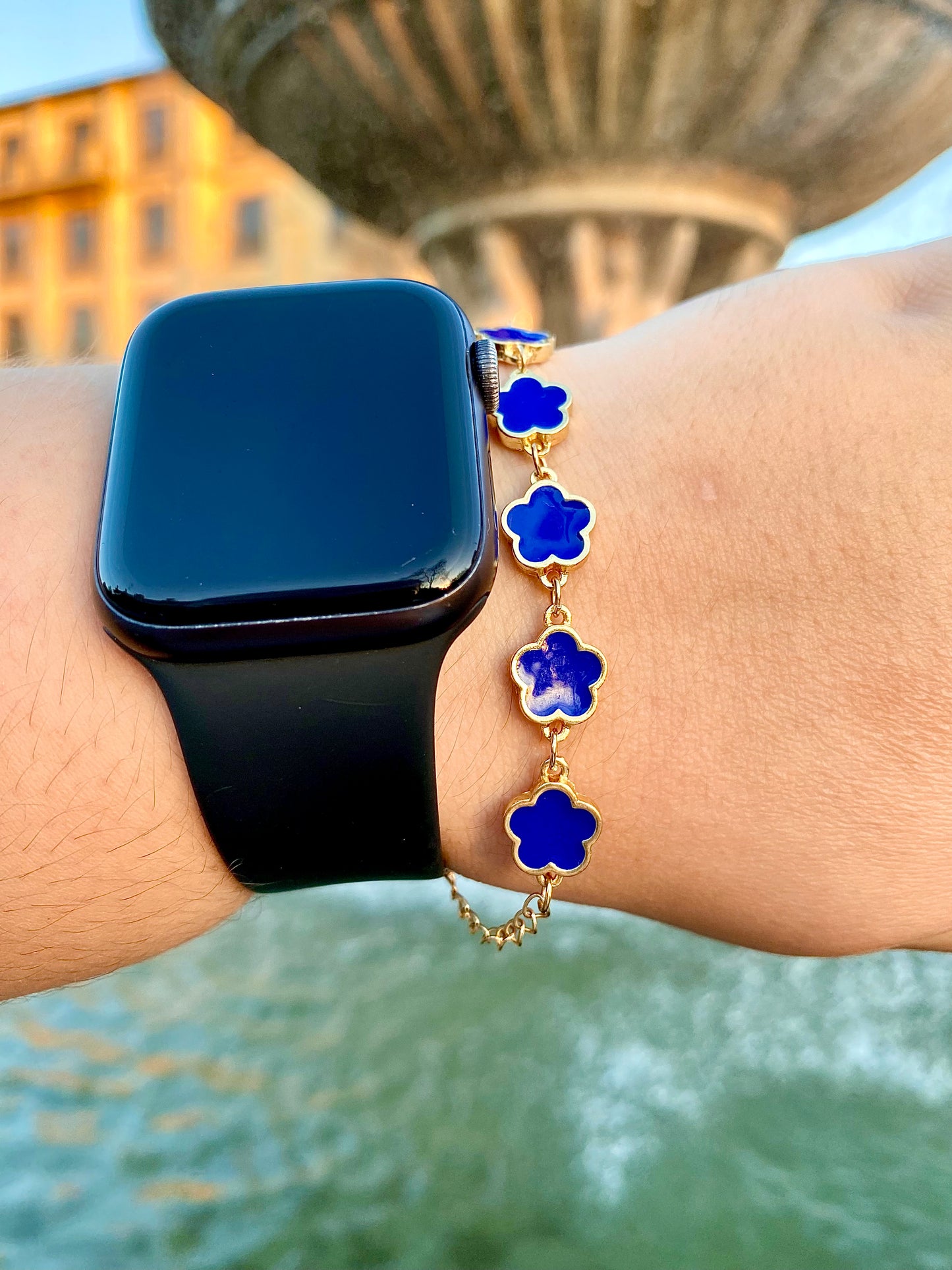 Blue Clover Bracelet | Stainless Steel 18K Gold Plated