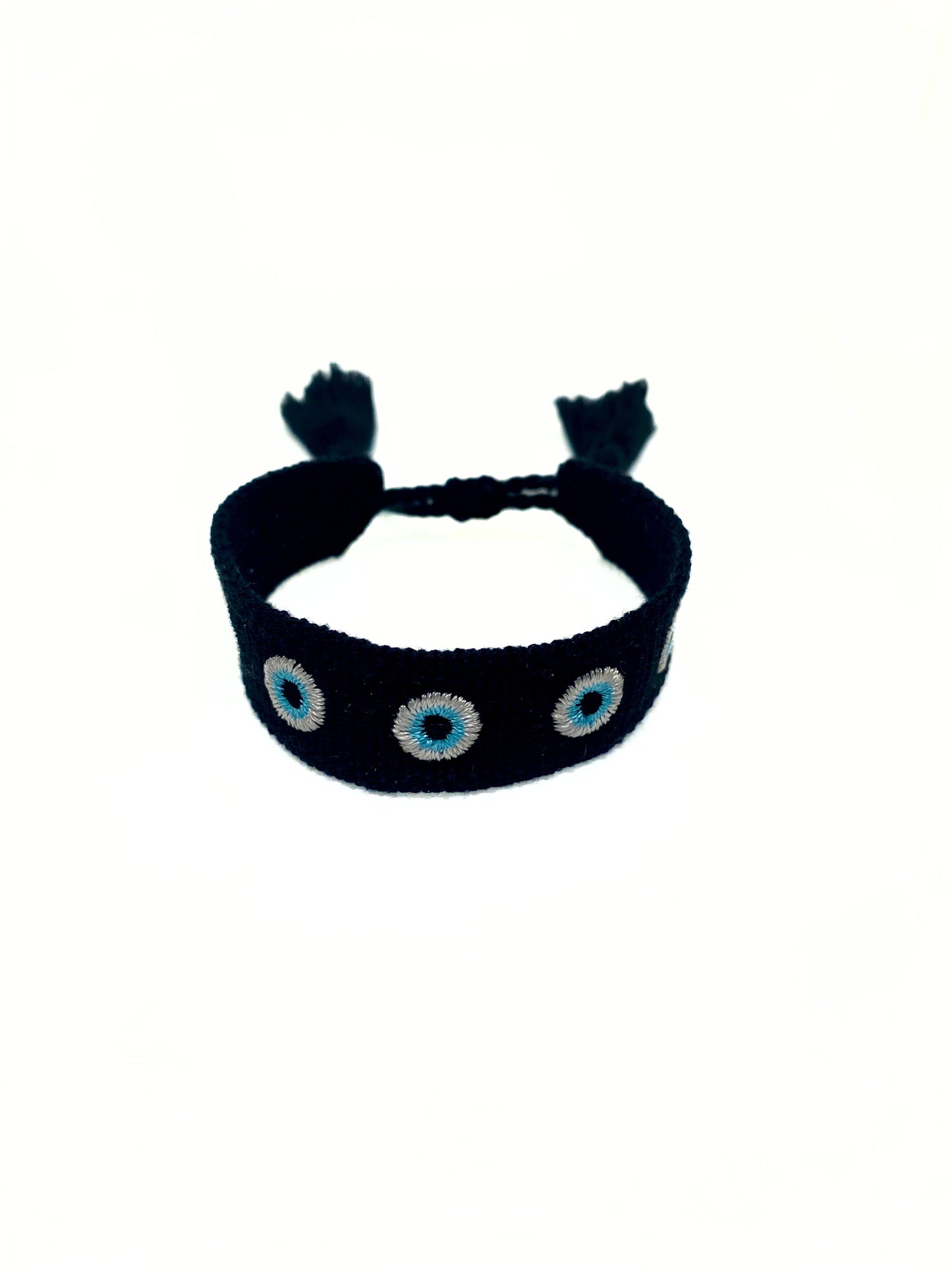 Black Evil Eye Thick Woven Bracelet