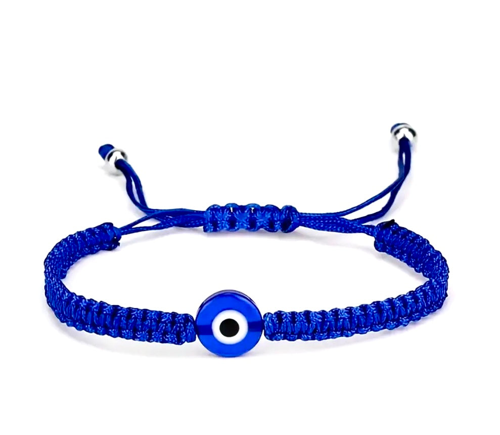 Blue Evil Eye Thin Woven Bracelet