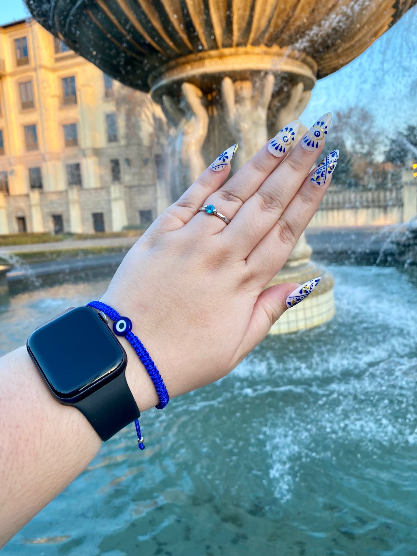 Blue Evil Eye Thin Woven Bracelet